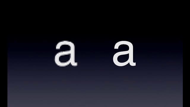 WWDC 2010上非r屏与r屏显示效果对比